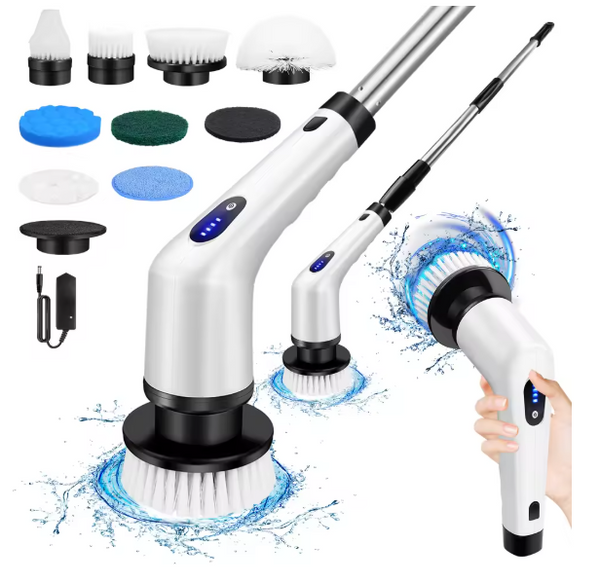BRIEFNESS Cordless Electric Cleaning Brush 10-in-1 Multifunctional Spin Scrubber Kitchen Bathroom Cleaning Brush Rotary Cleaners