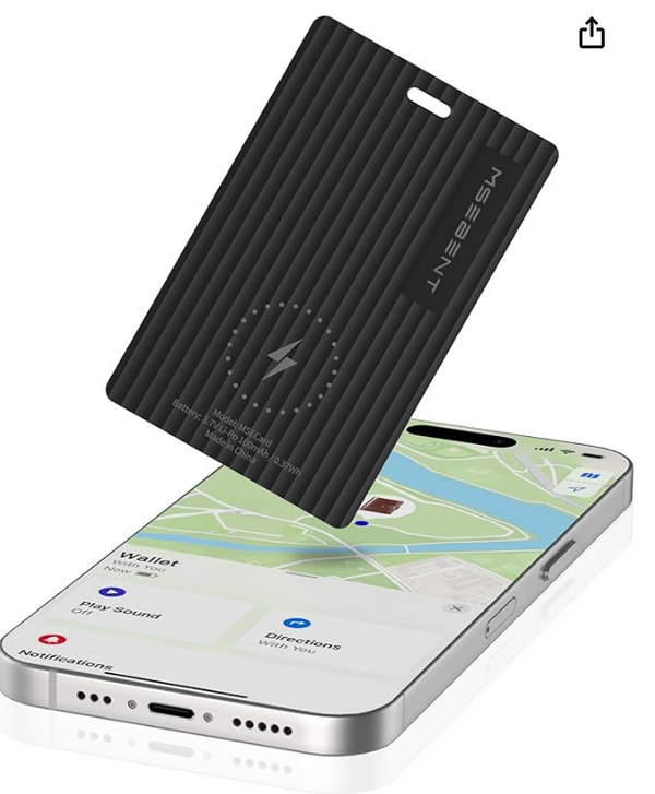 Slim Air Tag Wallet Tracker Card, [Apple MFi Certified], Wireless Charging, Work with Apple Find My, IP67 Waterproof, Item Locator for Keys, Bags, Passport, iOS Only, 1 Pack